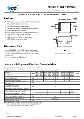 SS510B Datasheet PDF Jiangsu Yutai Electronics Co., Ltd