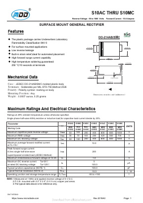 S10BC Datasheet PDF Jiangsu Yutai Electronics Co., Ltd