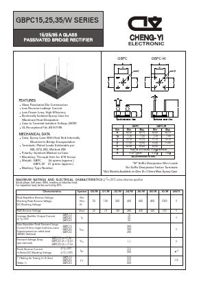 GBPC15 Datasheet PDF CHENG-YI ELECTRONIC CO., LTD.