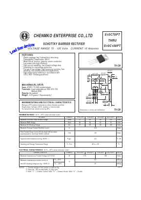 S10C100PT Datasheet PDF CHENMKO CO., LTD.