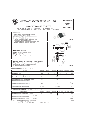 S20C100PT Datasheet PDF CHENMKO CO., LTD.
