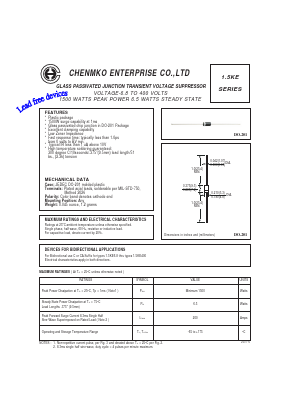 1.5KE82 Datasheet PDF CHENMKO CO., LTD.