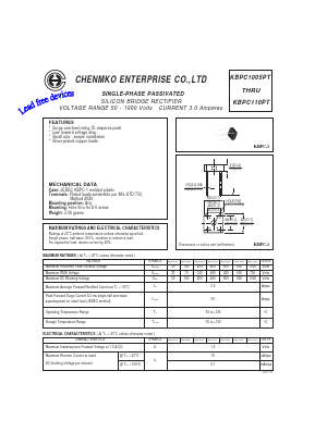 KBPC104PT Datasheet PDF CHENMKO CO., LTD.