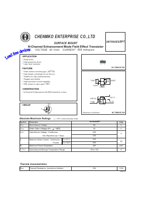 2N7002ESEPT Datasheet PDF CHENMKO CO., LTD.