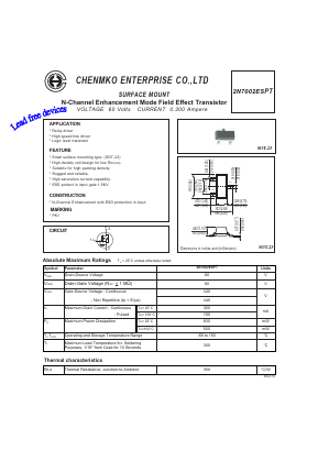 2N7002ESPT Datasheet PDF CHENMKO CO., LTD.