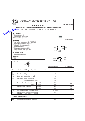 2N7002EPT Datasheet PDF CHENMKO CO., LTD.