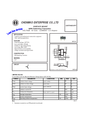 CHT4401PT Datasheet PDF CHENMKO CO., LTD.