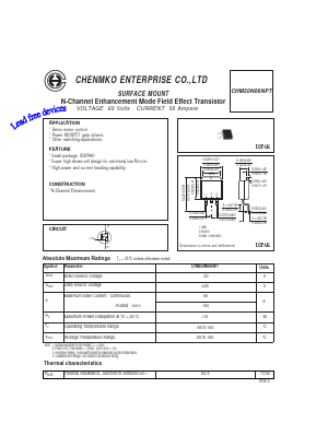 CHM50N06NPT Datasheet PDF CHENMKO CO., LTD.