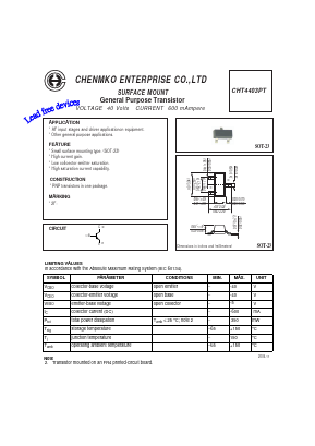 CHT4403PT Datasheet PDF CHENMKO CO., LTD.