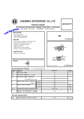 2N7002TPT Datasheet PDF CHENMKO CO., LTD.