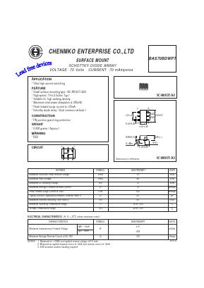 BAS70BDWPT Datasheet PDF CHENMKO CO., LTD.