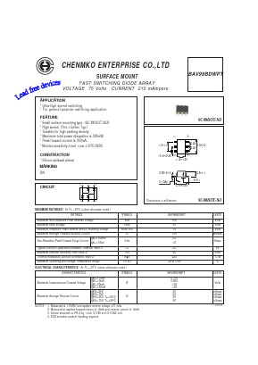 BAV99BDWPT Datasheet PDF CHENMKO CO., LTD.