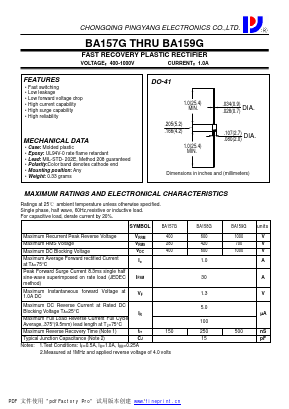 BA159G Datasheet PDF CHONGQING PINGYANG ELECTRONICS CO.,LTD