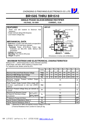 BR156 Datasheet PDF CHONGQING PINGYANG ELECTRONICS CO.,LTD