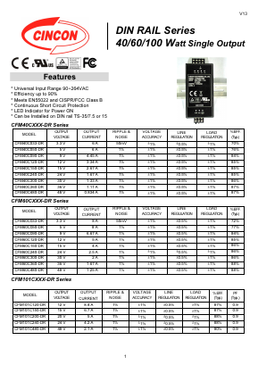 CFM40C240-DR Datasheet PDF CINCON ELECTRONICS Corporation