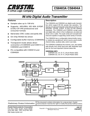 CS8404A Datasheet PDF Cirrus Logic