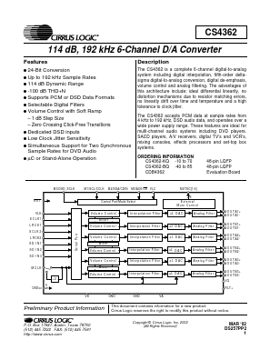 CS4362-BQ Datasheet PDF Cirrus Logic