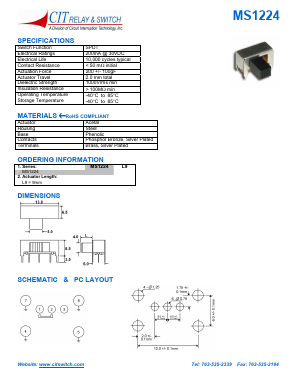 MS1224 Datasheet PDF CIT Relay and Switch