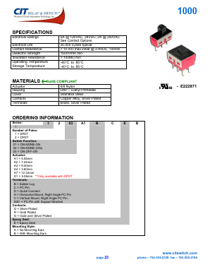 1102D1BQEA Datasheet PDF CIT Relay and Switch