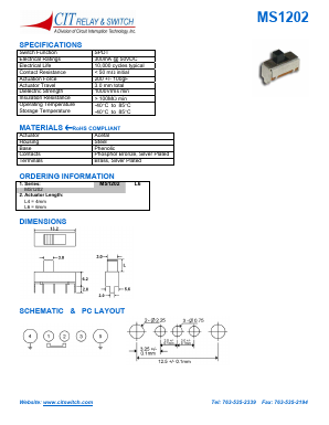 MS1202 Datasheet PDF CIT Relay and Switch