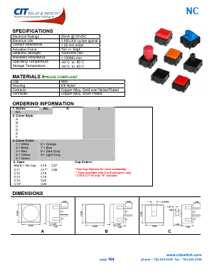 NCB5 Datasheet PDF CIT Relay and Switch