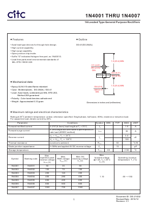 1N4001 Datasheet PDF Chip Integration Technology Corporation