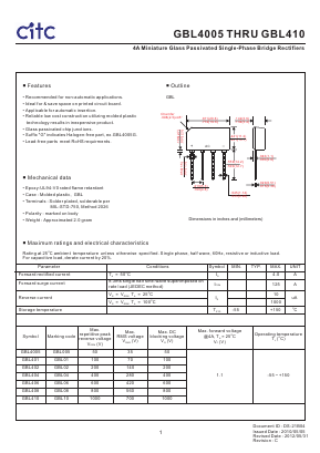 GBL4005 Datasheet PDF Chip Integration Technology Corporation