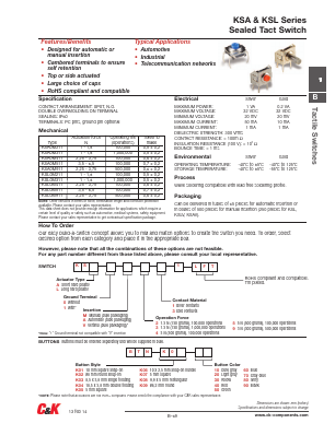 KSA1A231LFT Datasheet PDF C and K Components