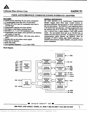 C65SC02-ACI-4 Datasheet PDF California Micro Devices => Onsemi