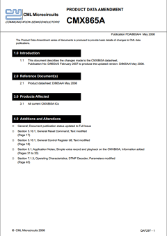 CMX865A Datasheet PDF CML Microsystems Plc
