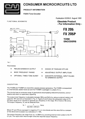 FX205P Datasheet PDF CML Microsystems Plc
