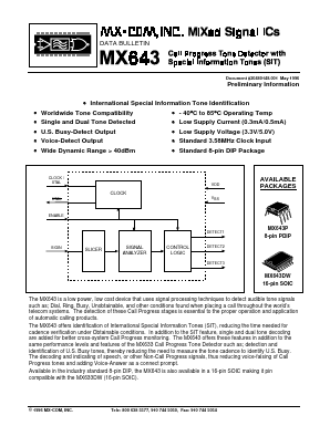 MX643 Datasheet PDF CML Microsystems Plc