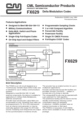 FX629J Datasheet PDF CML Microsystems Plc
