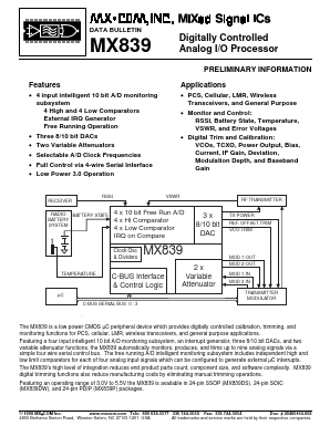 MX839DS Datasheet PDF CML Microsystems Plc