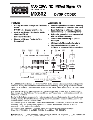 MX802J Datasheet PDF CML Microsystems Plc