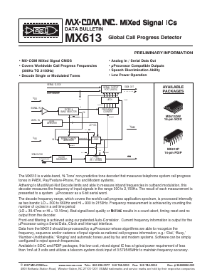 MX613 Datasheet PDF CML Microsystems Plc