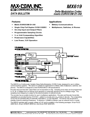 MX619J Datasheet PDF CML Microsystems Plc