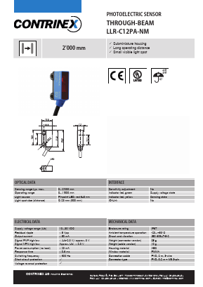 LLR-C12PA-NMK-300 Datasheet PDF Contrinex AG Industrial Electronics