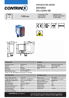 DTL-C55PA-TM Datasheet PDF Contrinex AG Industrial Electronics