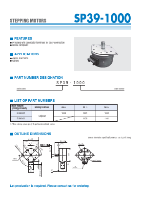 SP39-1000 Datasheet PDF Copal Electronics