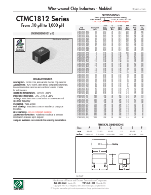 CTMC1812-121M Datasheet PDF Central Technologies