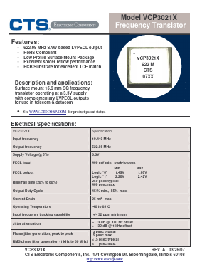VCP3021X Datasheet PDF CTS Corporation