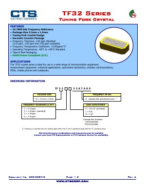TF322N32K7680 Datasheet PDF CTS Corporation