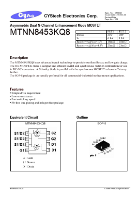 MTNN8453KQ8 Datasheet PDF Cystech Electonics Corp.