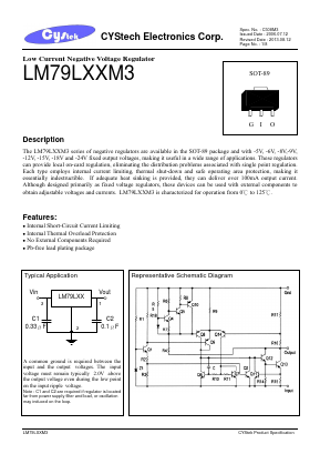 LM79L05M3 Datasheet PDF Cystech Electonics Corp.