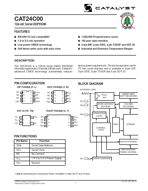 CAT24C00LITE13 Datasheet PDF Catalyst Semiconductor => Onsemi