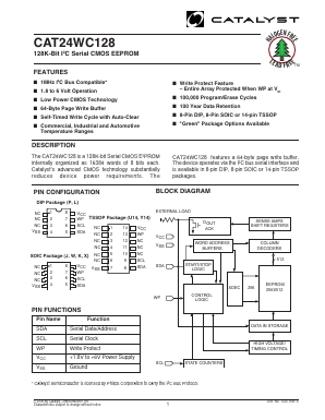 CAT24WC128U14A-1.8TE13 Datasheet PDF Catalyst Semiconductor => Onsemi