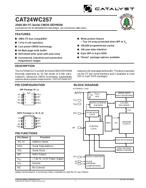 CAT24WC257WI-1.8TE13 Datasheet PDF Catalyst Semiconductor => Onsemi
