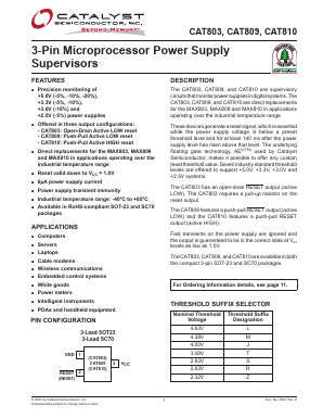 CAT803ZSDI-T Datasheet PDF Catalyst Semiconductor => Onsemi