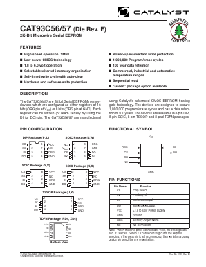 CAT93C56KE-1.8TE13 Datasheet PDF Catalyst Semiconductor => Onsemi
